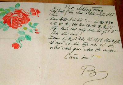 Lá thư của "Bác" gửi cho ông Lương Phong vào ngày 01 tháng 6 năm 1961. Nguồn tài liệu Huỳnh Tâm.